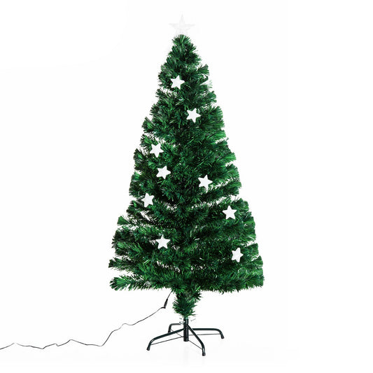 Homcom 5 Foot Prelit Artificial Christmas Tree Fibre Optic Star LED Light Holiday Home Xmas Decoration with LED Light Primary Image