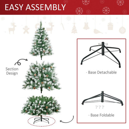 6 Foot Artificial Christmas Tree with Pine Cones