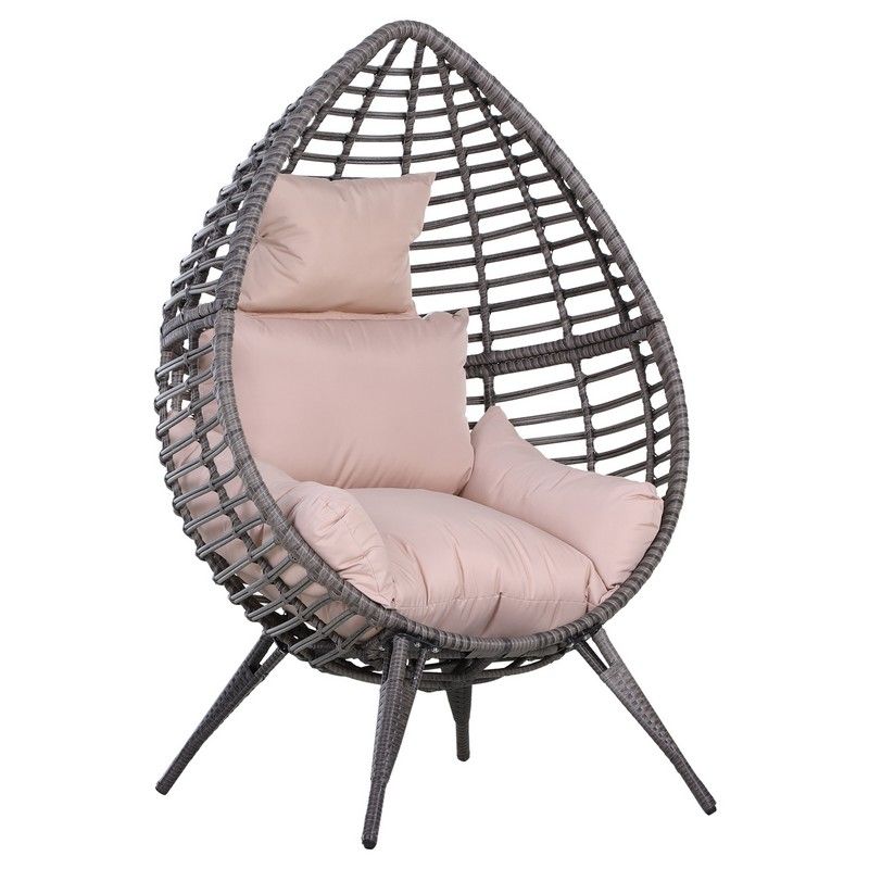 Outdoor Egg Chair Pe Rattan Teardrop Chair Full Body Soft Padded Cushion