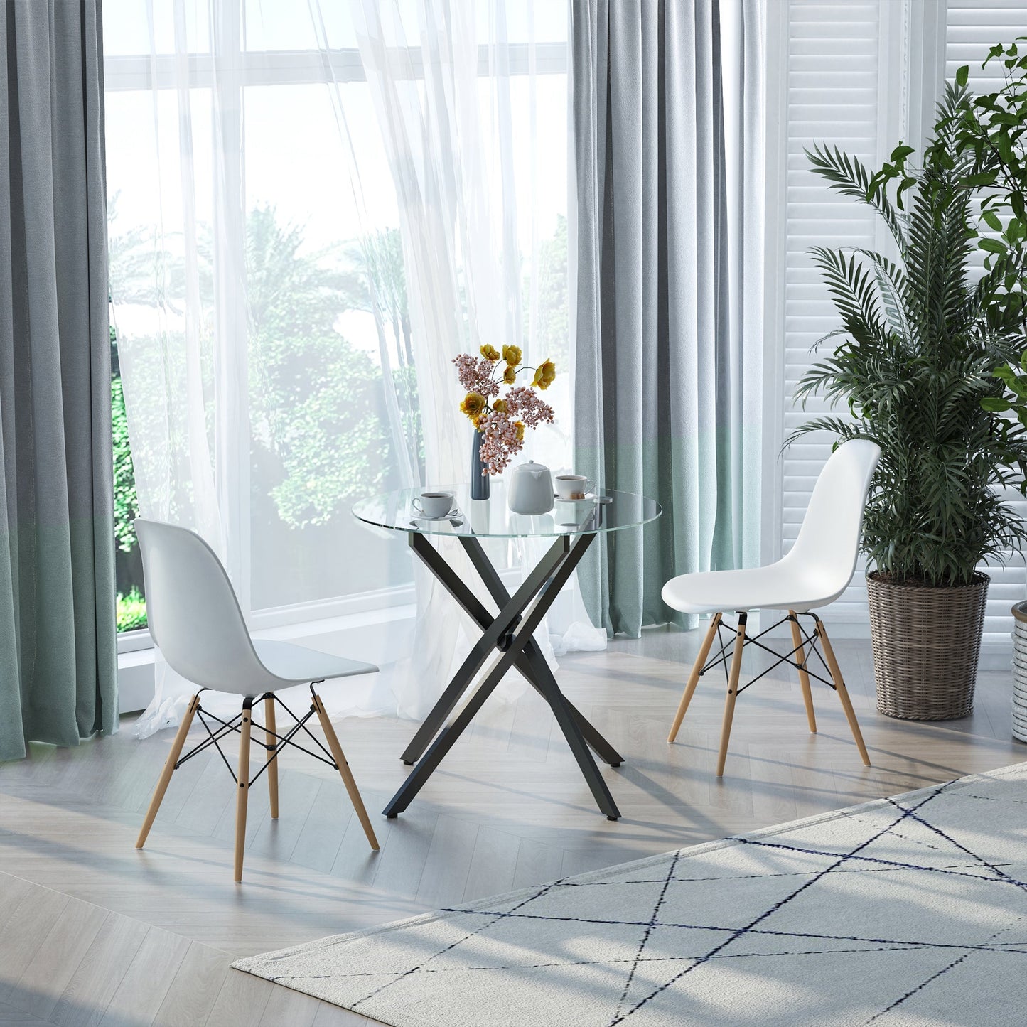Side Table with Clear Tempered Glass Top