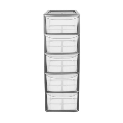 Thumbs Up Bury Plastic Storage Unit 5 Drawers 55 Litres Large - Silver & Clear by Thumbs Up Bury