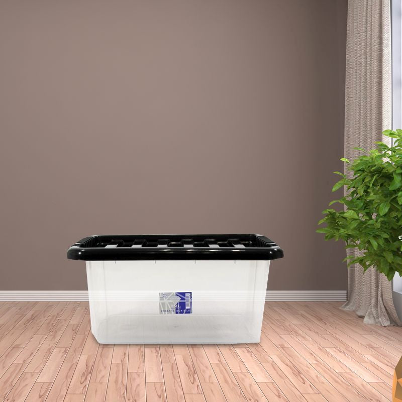 TML Plastic Storage Box 14 Litres - Clear & Black by TML