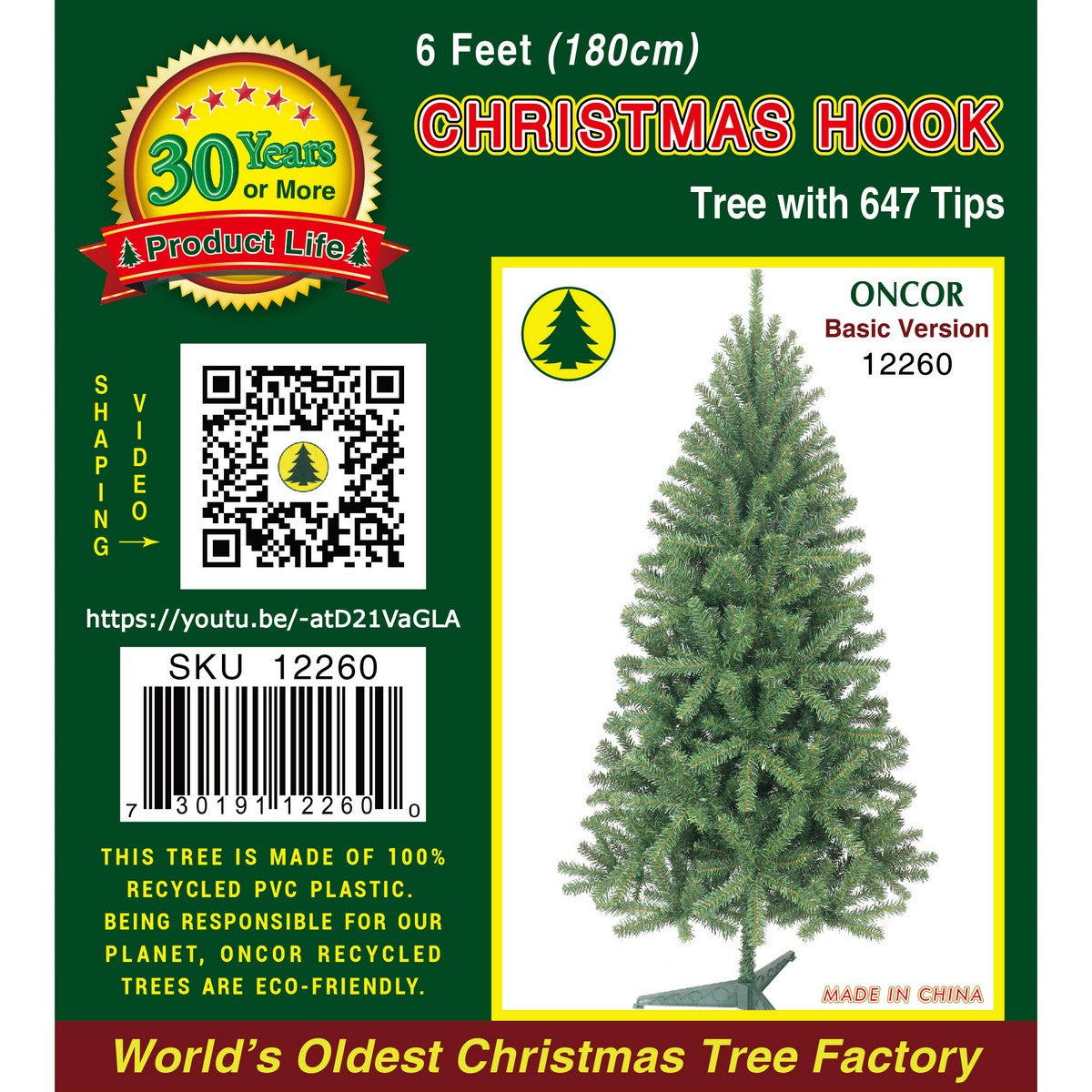 6ft Christmas Tree Artificial -  647 Tips
