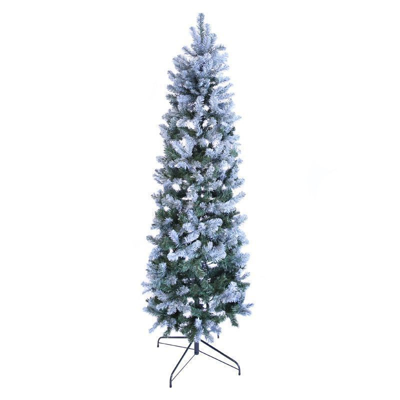 7 Foot Oncor Allegheny Slim Christmas Tree Artificial - White Frosted Green 700 Tips