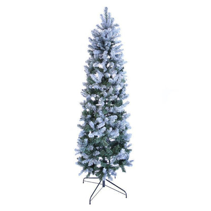7 Foot Oncor Allegheny Slim Christmas Tree Artificial - White Frosted Green 700 Tips