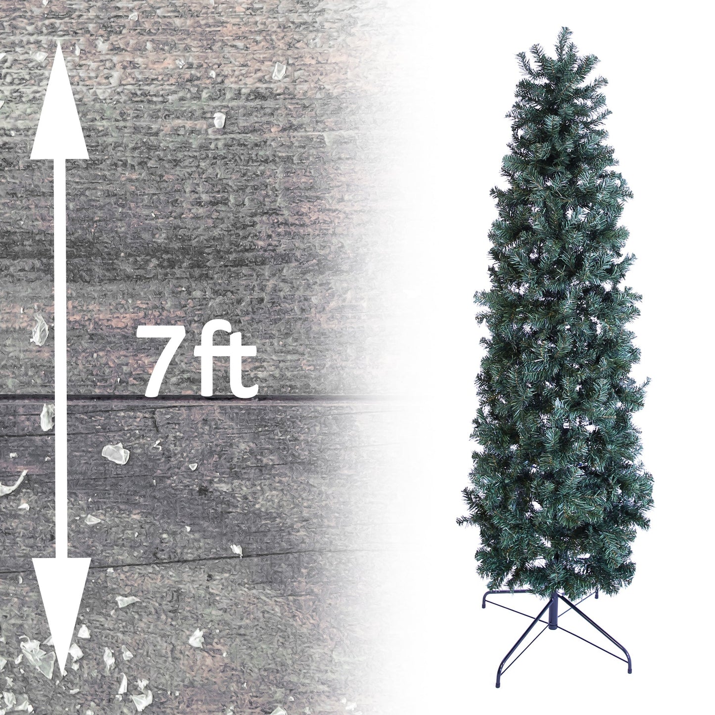 7 Foot Slim Pencil Christmas Tree Artificial - 760 Tips
