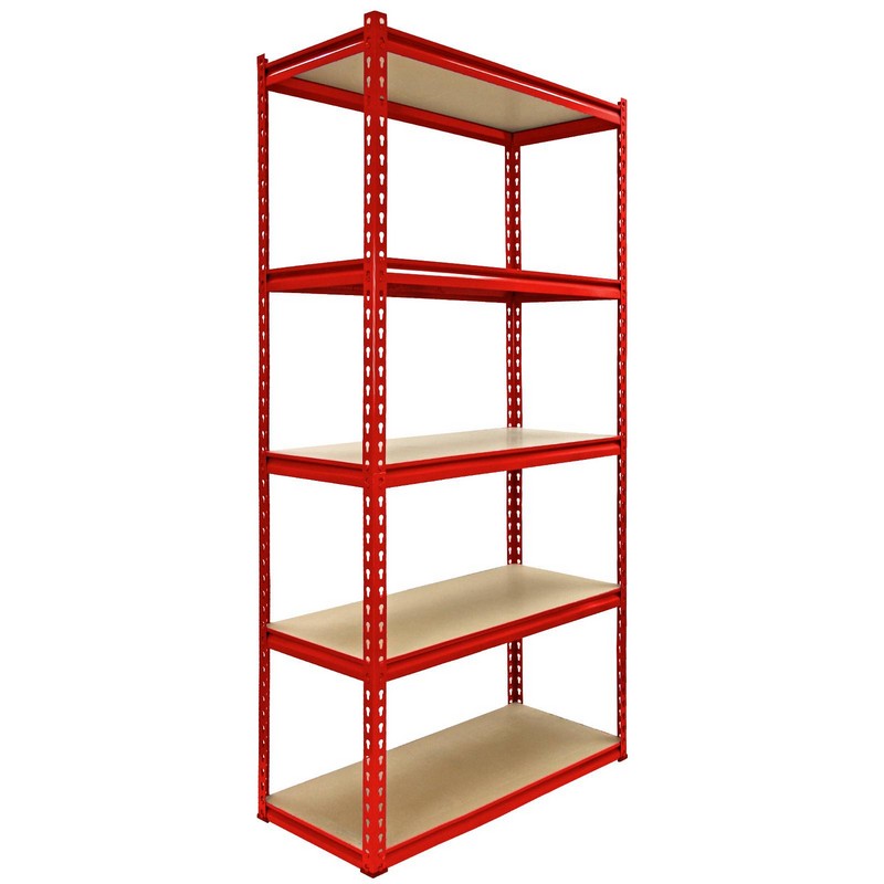 Raven Steel & MDF Shelving Units 180cm - Red Set Of Five Extra Strong Z-Rax 90cm Corner by Raven