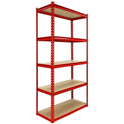 Raven Steel & MDF Shelving Units 180cm - Red Set Of Five Extra Strong Z-Rax 90cm Corner by Raven