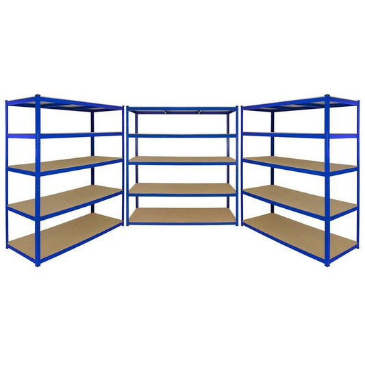 Raven Steel Shelving Units 180cm - Blue Heavy Duty Set Of Three Extra Wide T-Rax 160cm by Raven