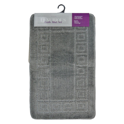 2 Piece Luxurious Bath Mat Set Dark Grey