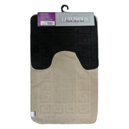 2 Piece Luxurious Bath Mat Set Black