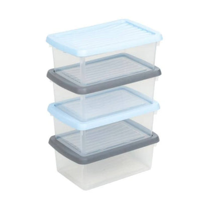 Wham 4 x Plastic Storage Boxes 3.5 Litres - Multi Coloured by Wham
