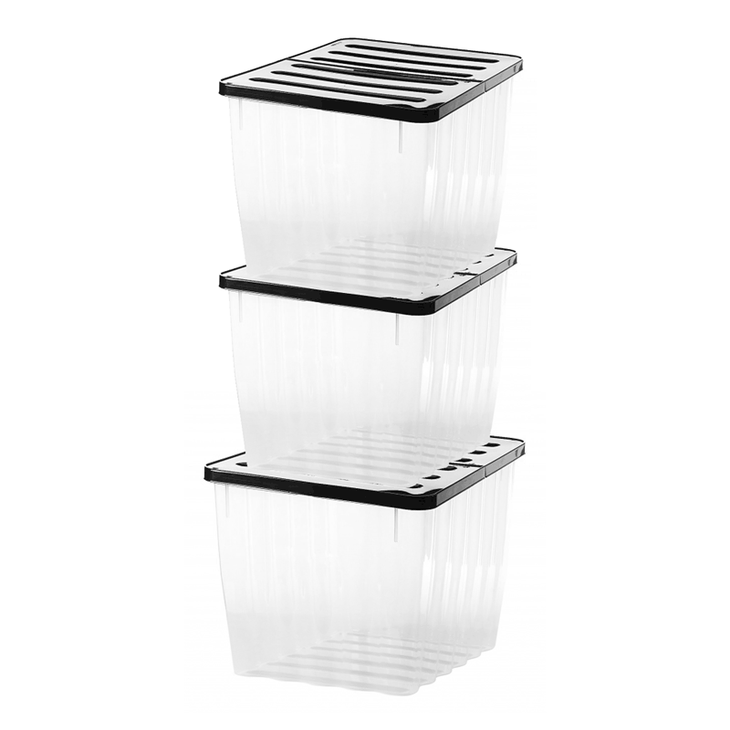 Strata 4 x Plastic Storage Boxes 110 Litres Extra Large - Clear & Black Supa Nova by Strata