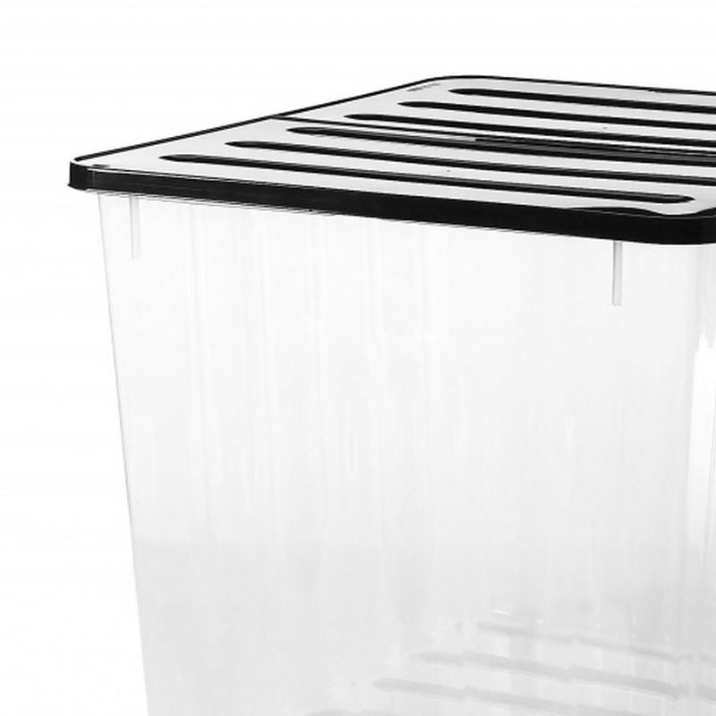 Strata 4 x Plastic Storage Boxes 110 Litres Extra Large - Clear & Black Supa Nova by Strata