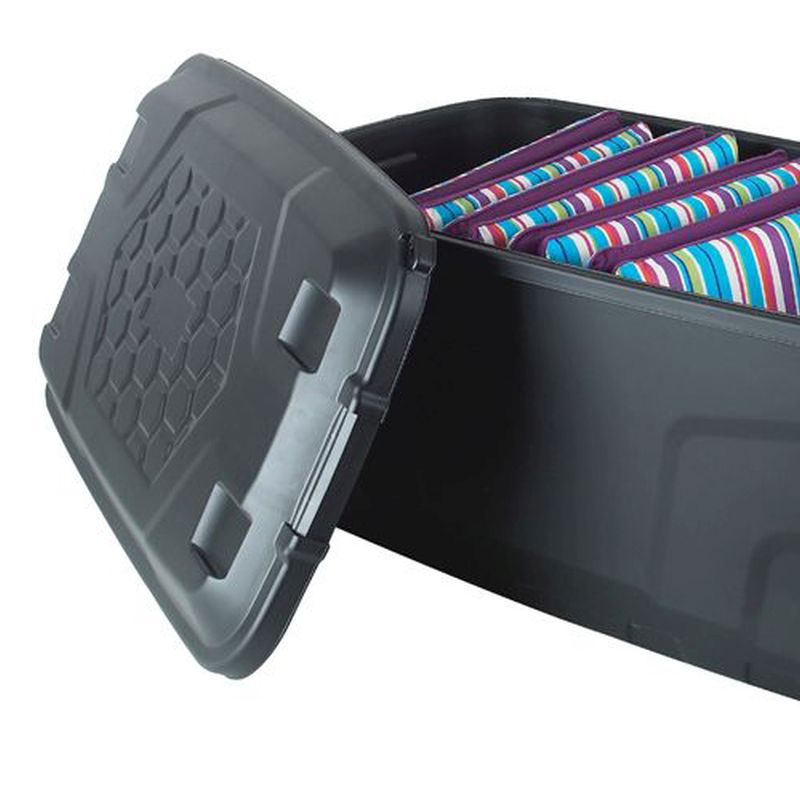 Strata 8 x Plastic Storage Box 145 Litres Extra Large - Black Heavy Duty by Strata