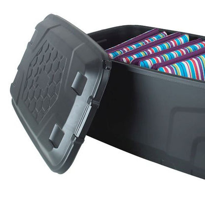Strata 8 x Plastic Storage Box 145 Litres Extra Large - Black Heavy Duty by Strata