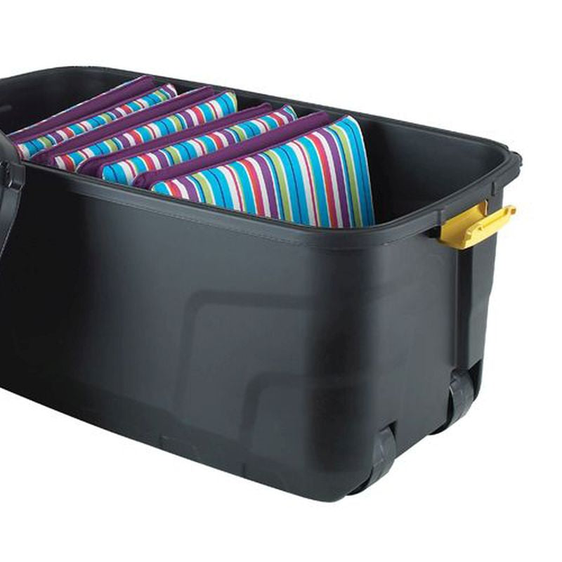 Strata 8 x Plastic Storage Box 145 Litres Extra Large - Black Heavy Duty by Strata