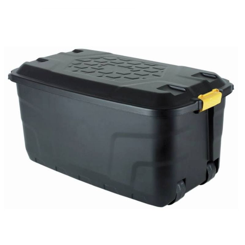 Strata 8 x Plastic Storage Box 145 Litres Extra Large - Black Heavy Duty by Strata