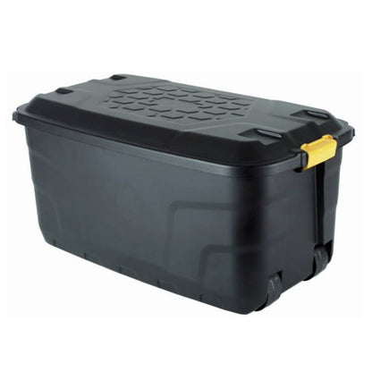 Strata 8 x Plastic Storage Box 145 Litres Extra Large - Black Heavy Duty by Strata