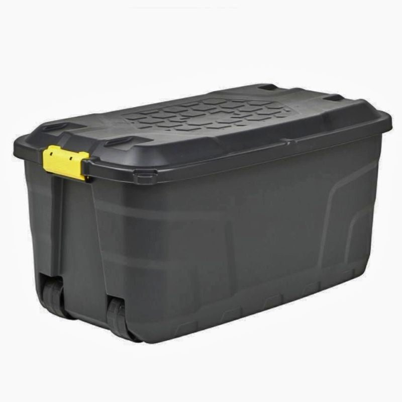 Strata 8 x Plastic Storage Box 145 Litres Extra Large - Black Heavy Duty by Strata