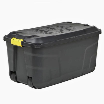 Strata 8 x Plastic Storage Box 145 Litres Extra Large - Black Heavy Duty by Strata