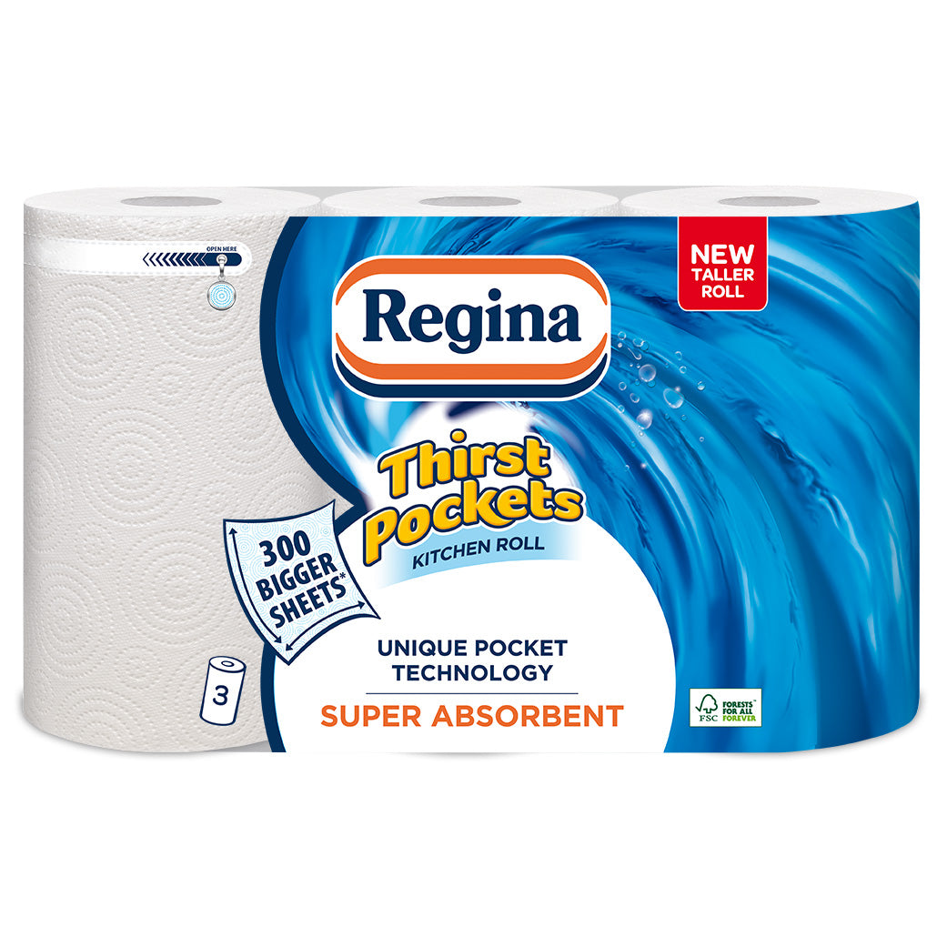 Regina Thirst Pockets Kitchen Roll 3 Pack