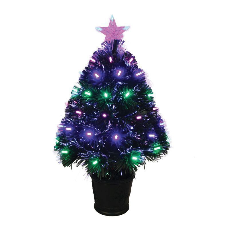 2 Foot Fibre Optic Christmas Tree Artificial - with LED Lights Pink & Green Primary Image