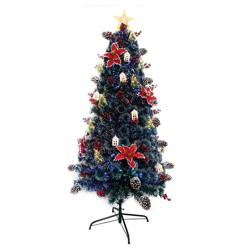 6 Foot Berries & Cones Christmas Tree Artificial - Fibre Optic Warm White Primary Image