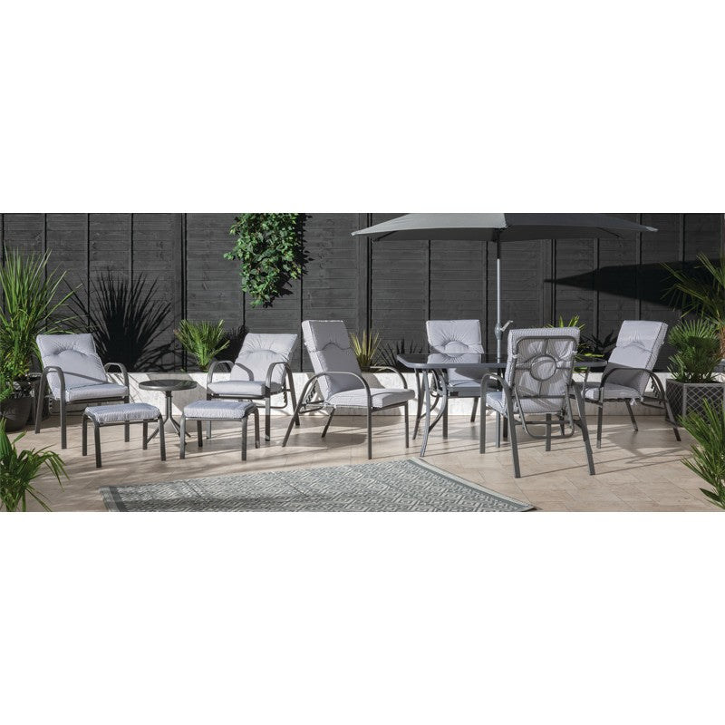 11 Piece Hartwell Garden Patio Dining Set 6 Seats Pinstripe Cushions