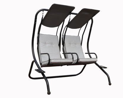 Hartwell Garden Swing Seat by Croft - 2 Seats Grey & White Cushions