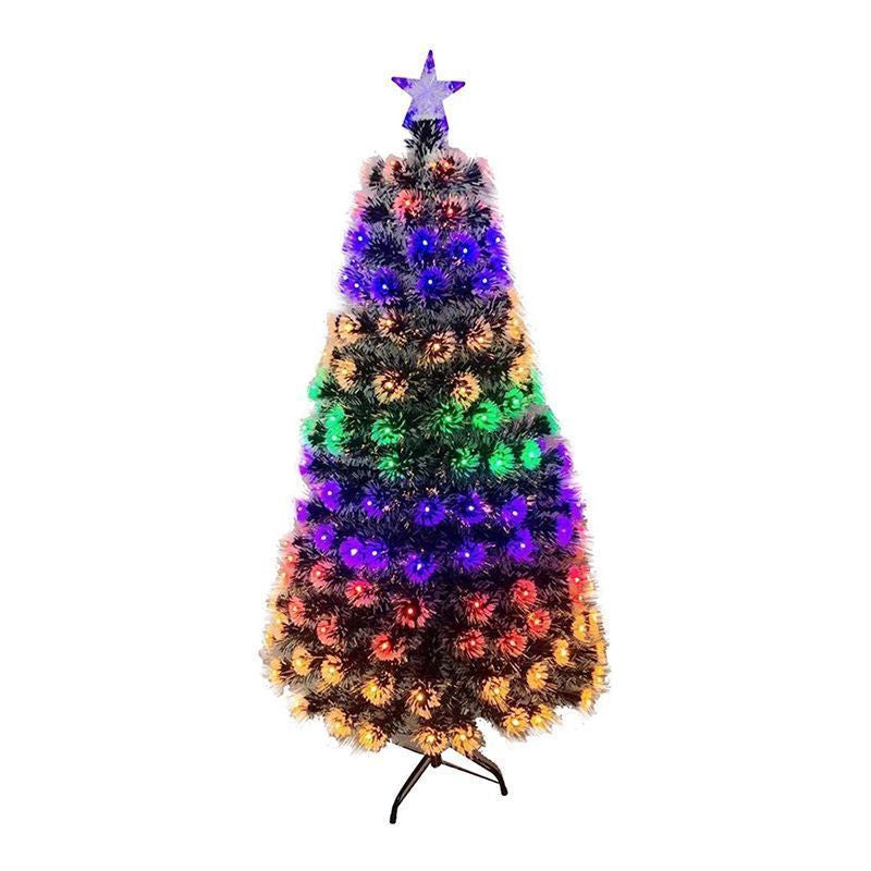 5 Foot Fibre Optic Christmas Tree Artificial - White Frosted Green with LED Lights Multicoloured Primary Image
