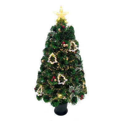3 Foot Fibre Optic Christmas Tree Artificial - Dark Green Fibre Optic Warm White Primary Image