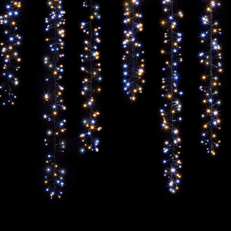 Christmas Cluster Icicle Lights Snowfall White & Warm White Outdoor 576 LED - 2.5m by Astralis