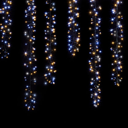 Christmas Cluster Icicle Lights Snowfall White & Warm White Outdoor 576 LED - 2.5m by Astralis