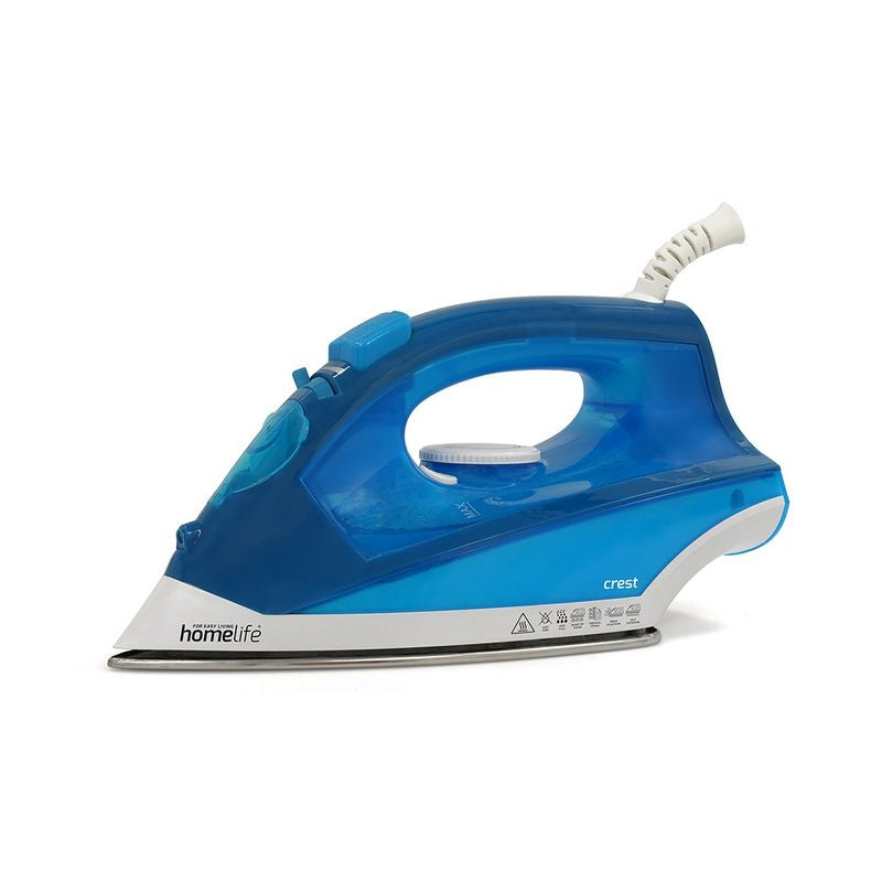 Home Life Crest Steam Iron with Stainless Steel Soleplate Blue - 1600W
