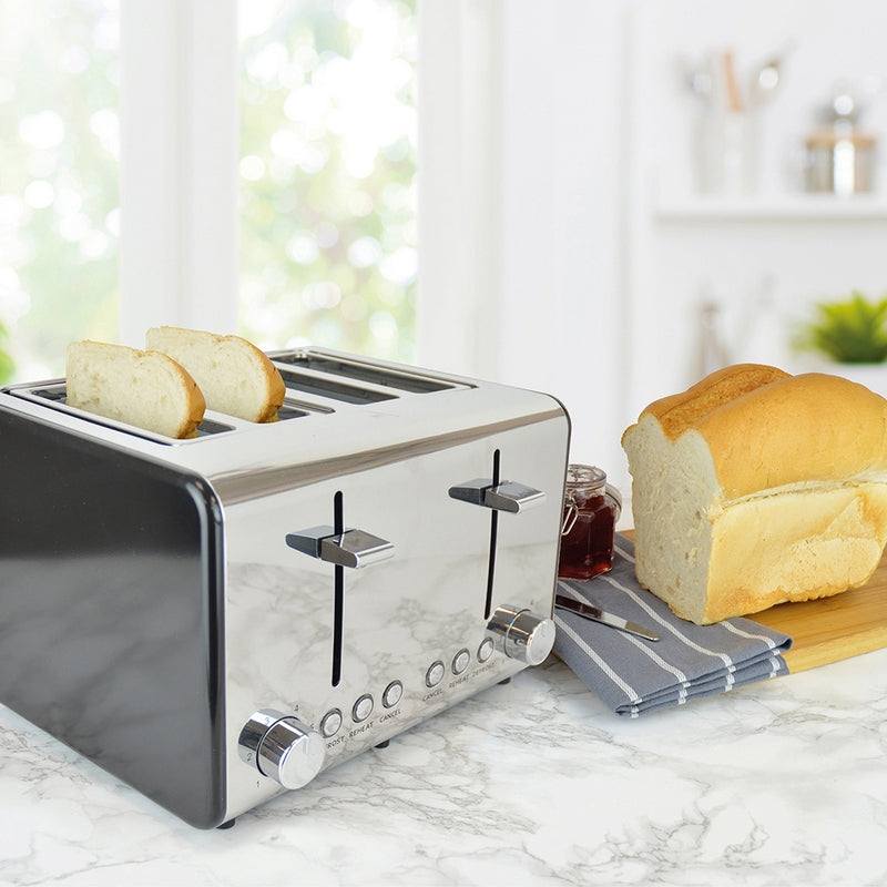 Kitchen Perfected Kitchen Toaster Wide Slot 4 Slice 1800W - Stainless Steel