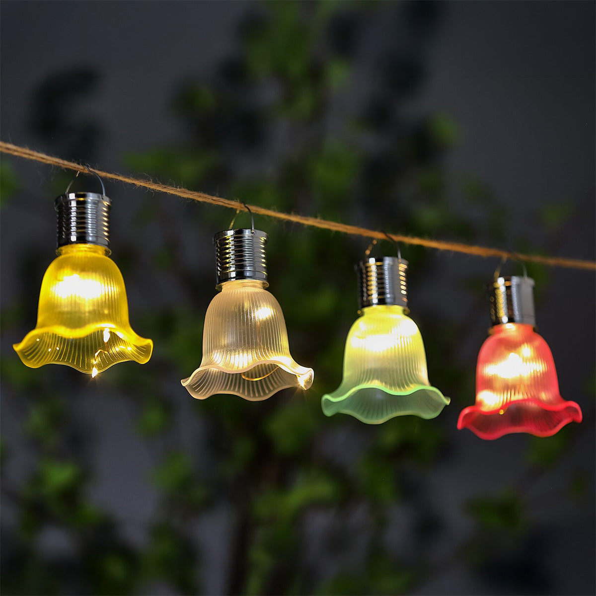 Flower Solar Garden Lantern Decoration Green LED - 10cm by Bright Garden