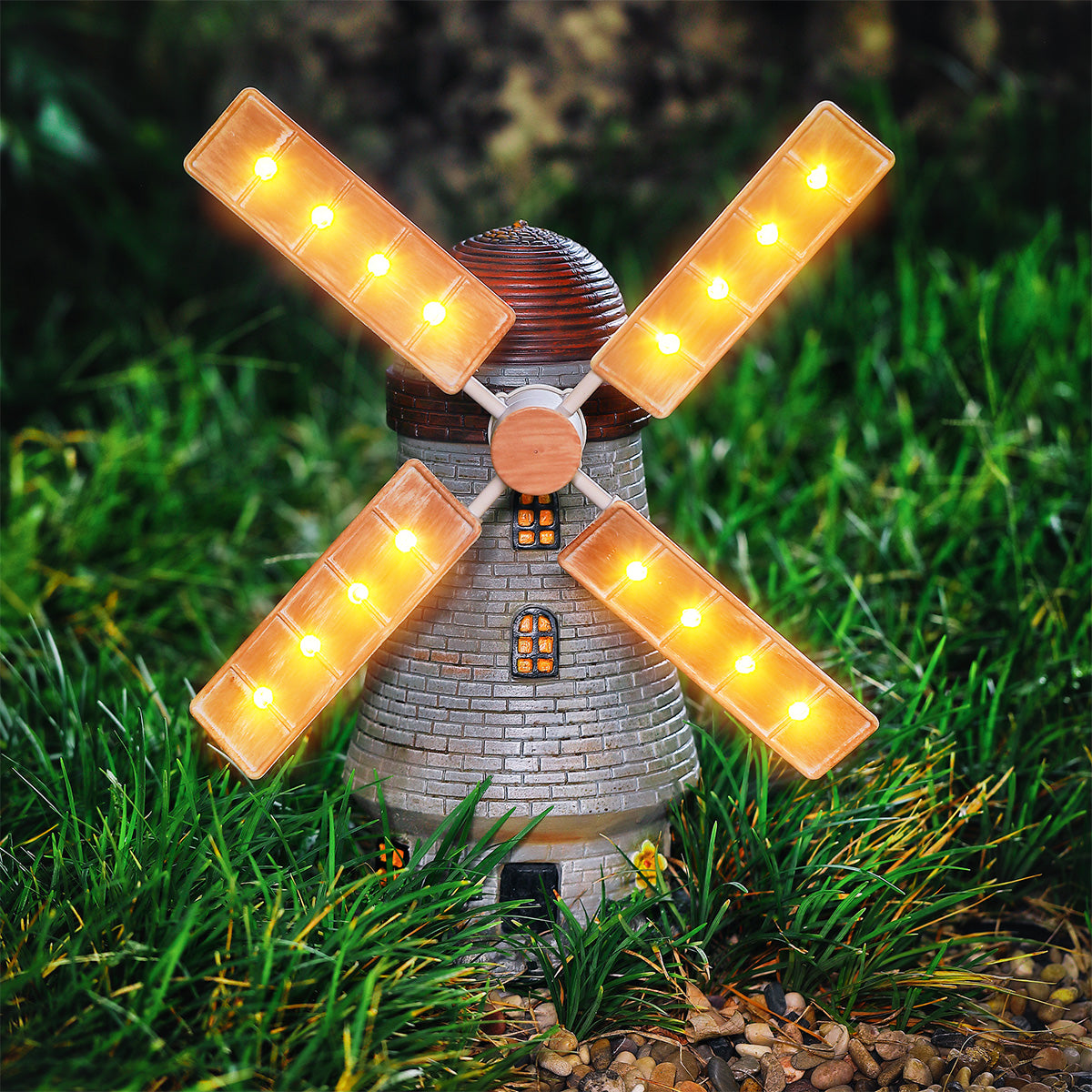 Windmill Solar Garden Light Ornament Decoration 16 Warm White LED - 32cm by Bright Garden Primary Image
