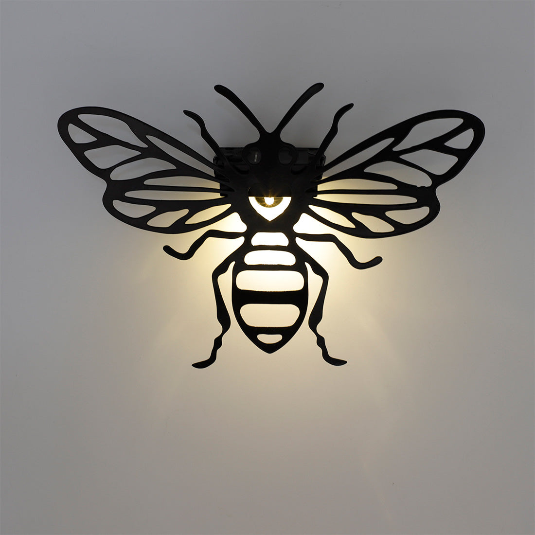Bee Graphic Solar Garden Wall Light Warm White LED - 22cm by Bright Garden Primary Image