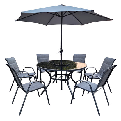 Montagu Garden Dining Set Round Table 135cm Turntable by Croft - 6 Seats