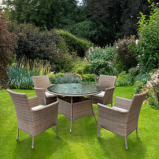 Avignon Garden Furniture Set Steel and Rattan Light Grey by Croft - 4 Seats