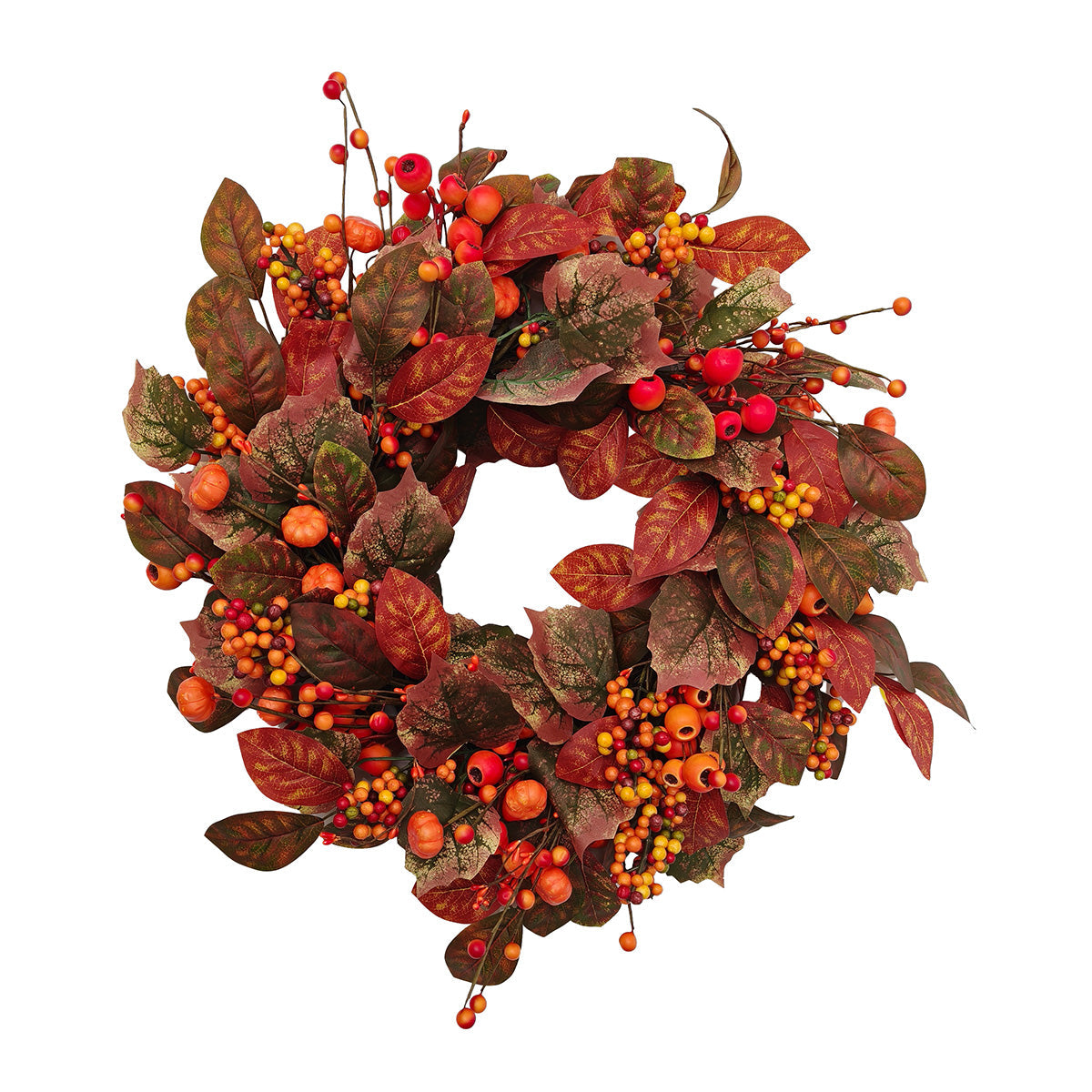 Leaves And Berries Wreath Halloween Decoration Green & Red - 50cm by Hamilton McBride Primary Image