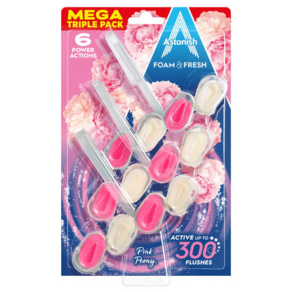 Astonish Foam and Fresh Toilet Rim Blocks Pink Peony - 3 Pack