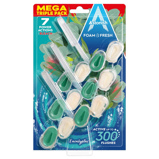 Astonish Foam and Fresh Toilet Rim Blocks Eucalyptus - 3 Pack