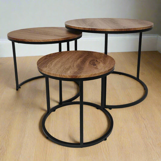 Brooklyn Circular Nest of Tables Black & Brown