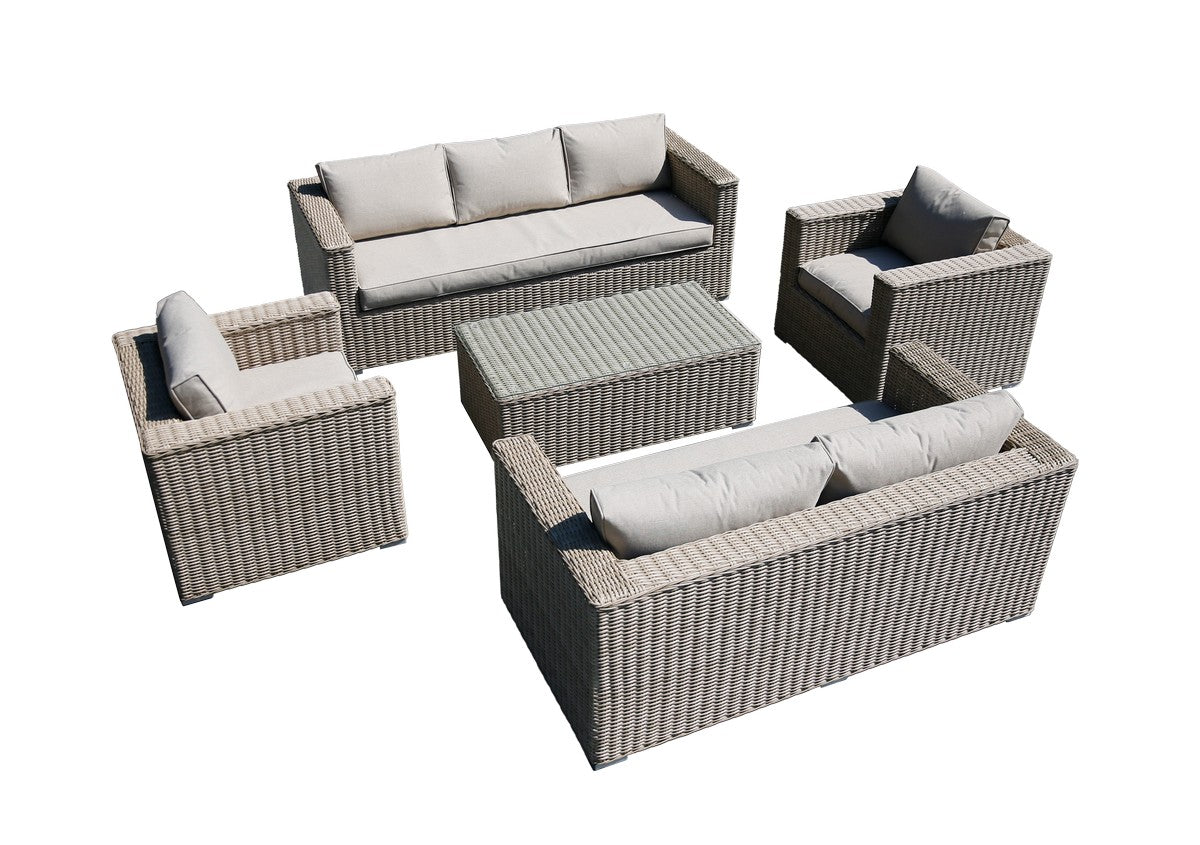 Rattan Garden Sofa Set by Mayfair - 7 Seats Grey