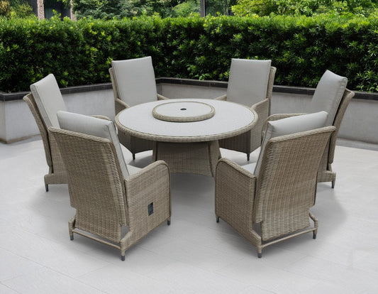 Rattan Garden Patio Dining Set by Mayfair - 6 Seats Grey