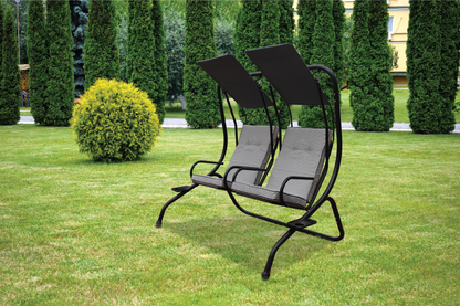 Hartwell Garden Swing Seat by Croft - 2 Seats Grey & White Cushions