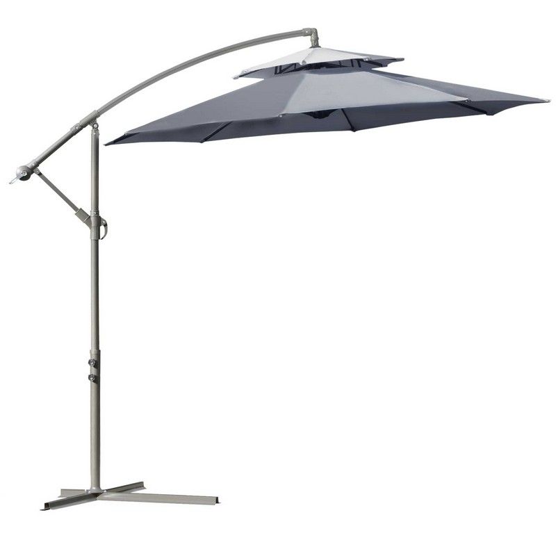 2.7M Garden Banana Parasol Cantilever Umbrella Crank Handle