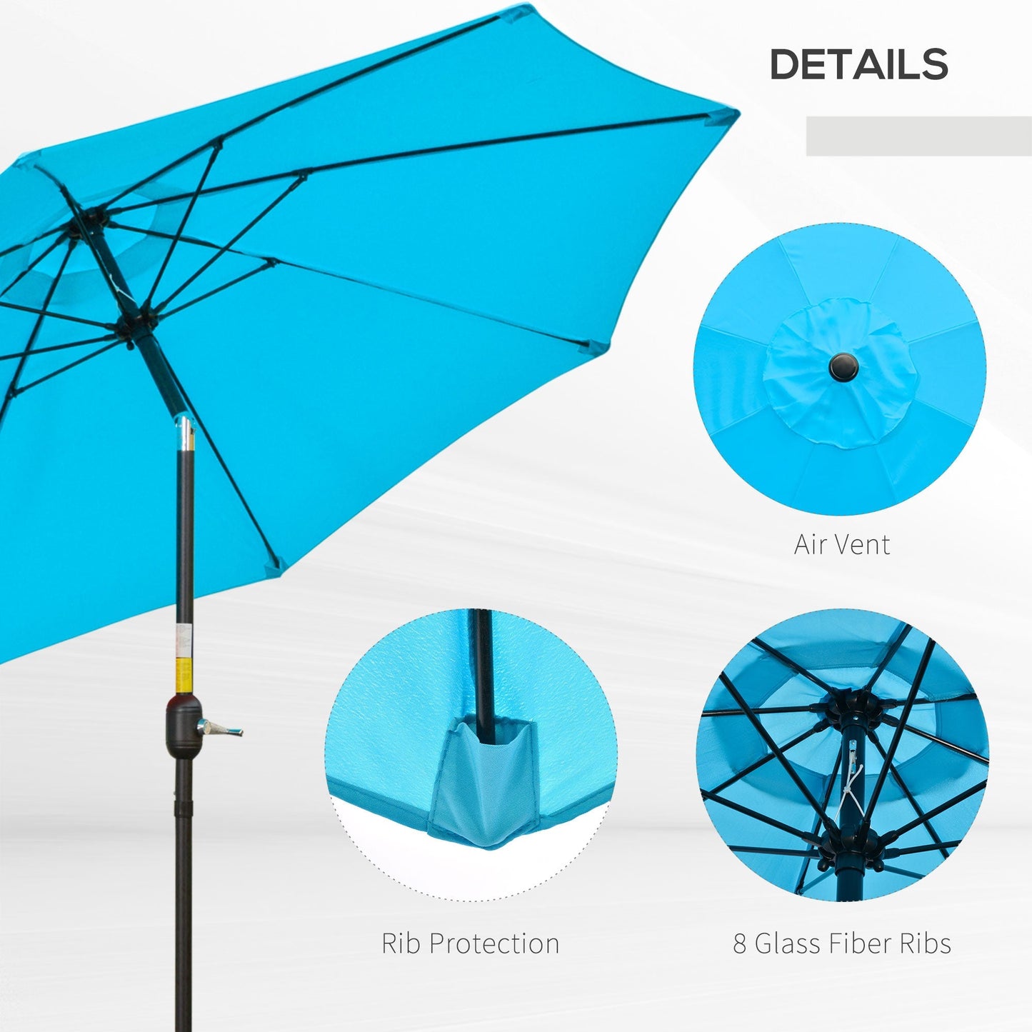 Outsunny 2.6M Patio Parasol Sun Umbrella
